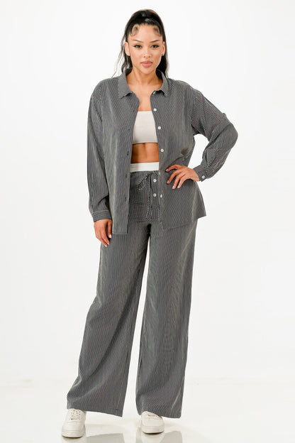 Pinstripe Shirt And Pant Set            