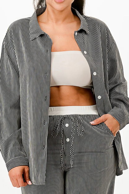 Pinstripe Shirt And Pant Set            