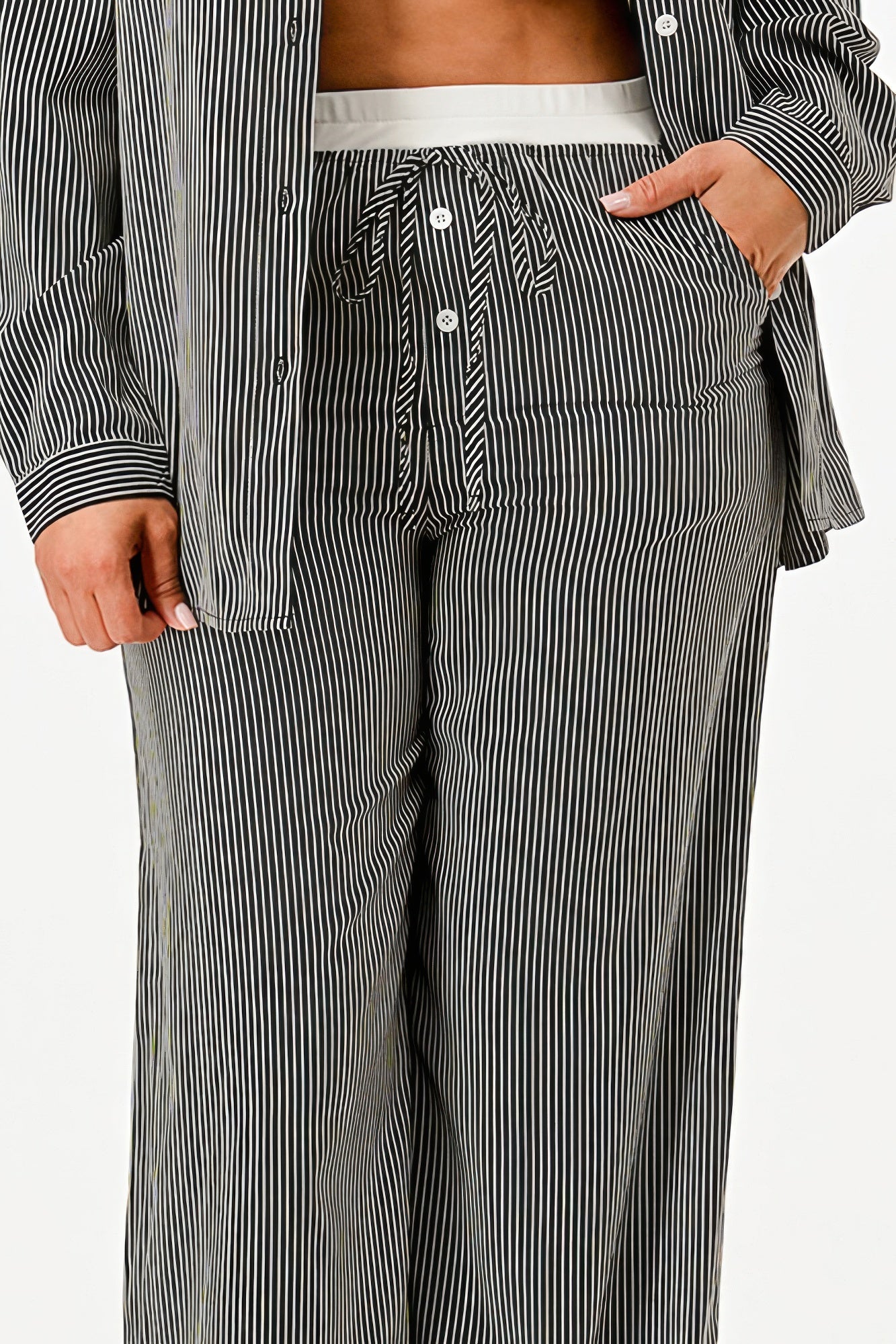 Pinstripe Shirt And Pant Set            
