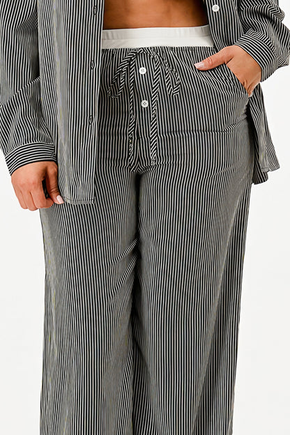 Pinstripe Shirt And Pant Set            