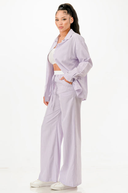 Pinstripe Shirt And Pant Set            