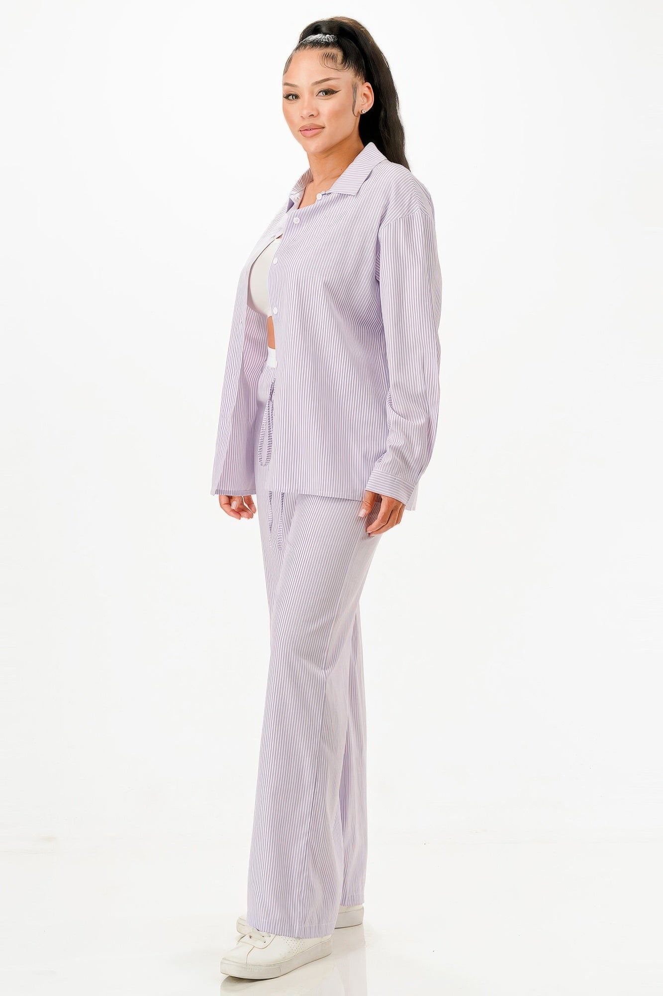 Pinstripe Shirt And Pant Set            
