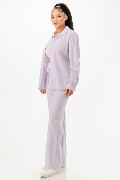 Pinstripe Shirt And Pant Set            