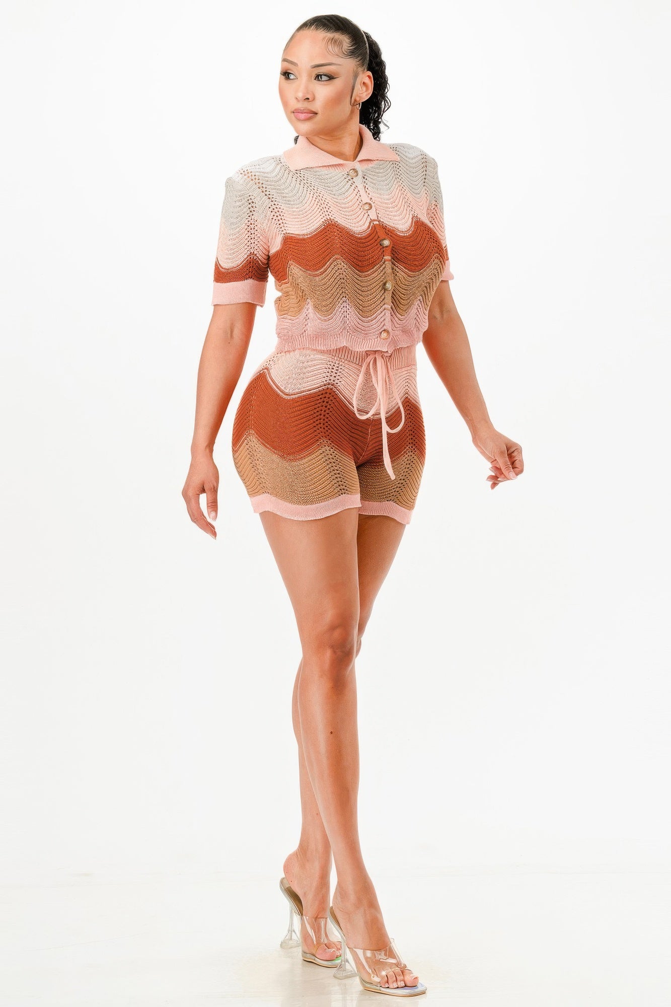 Knit Cardigan Short Set        