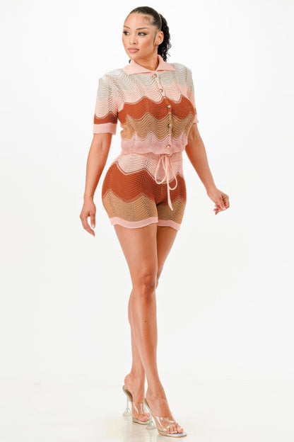 Knit Cardigan Short Set        