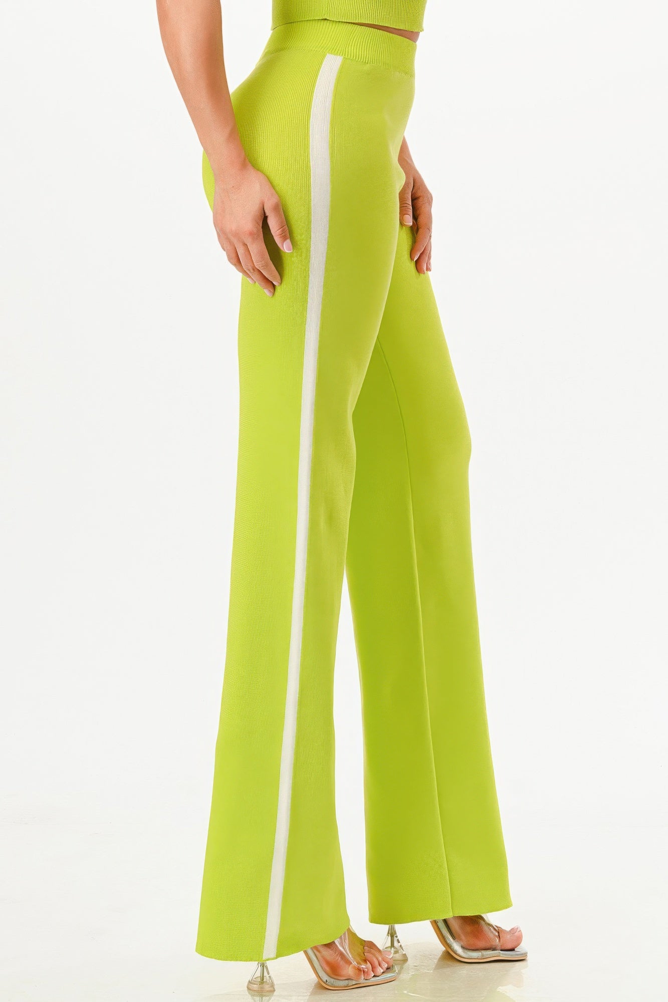 Cropped Polo Sweater Shirt And Pants Set              