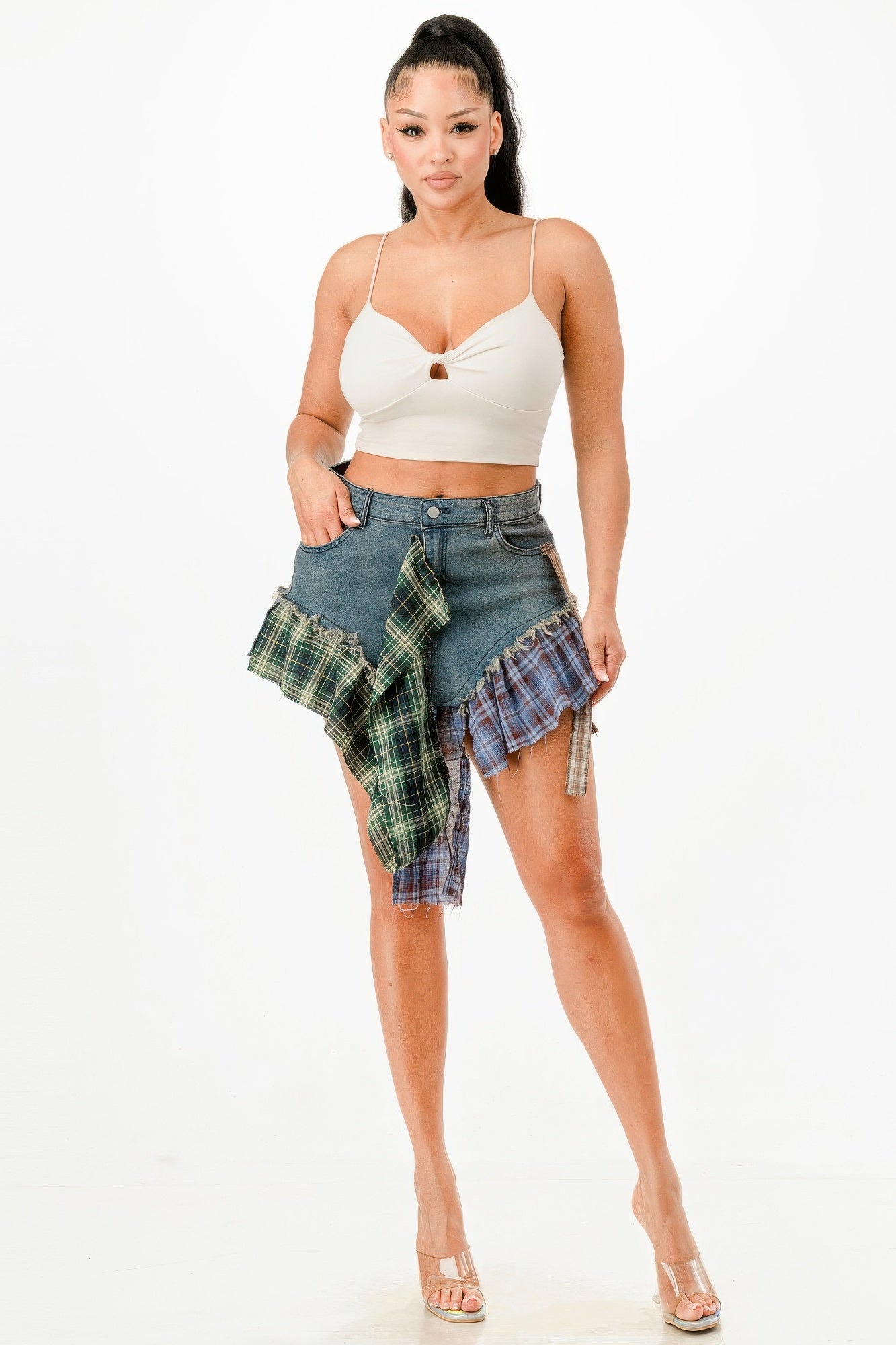 Flannel Denim Skirt         