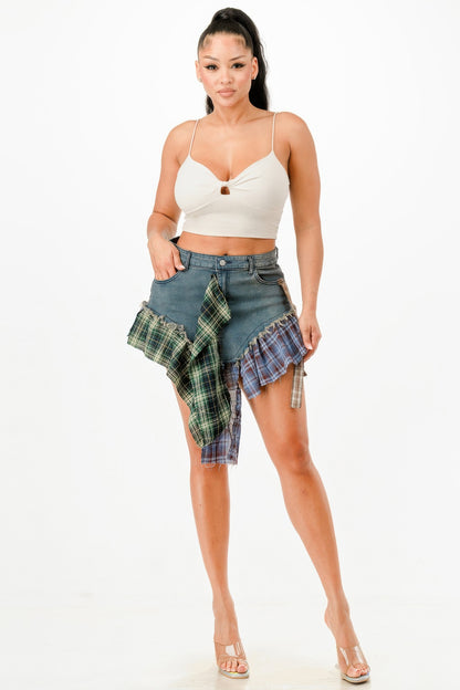 Flannel Denim Skirt         