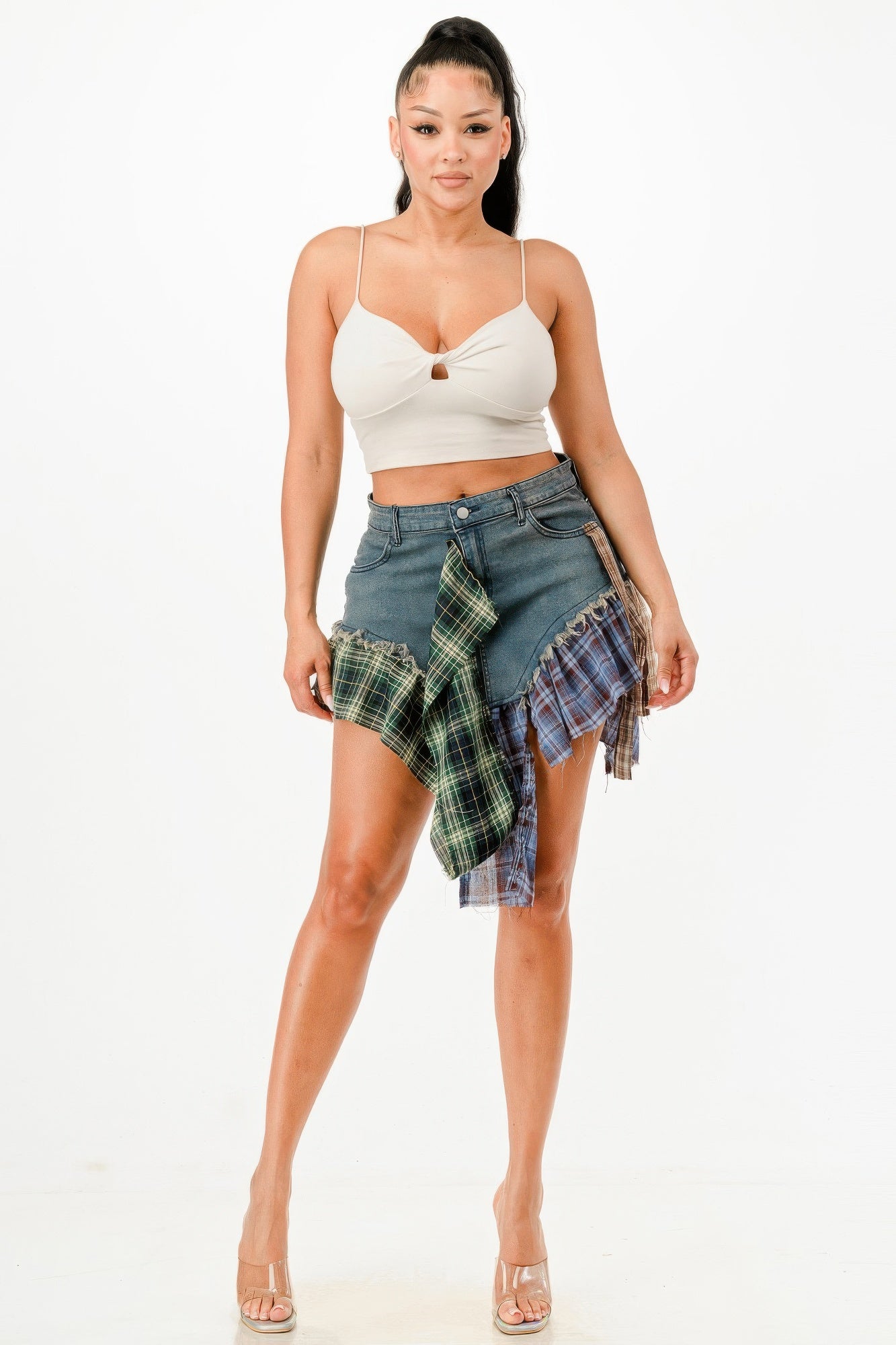 Flannel Denim Skirt         