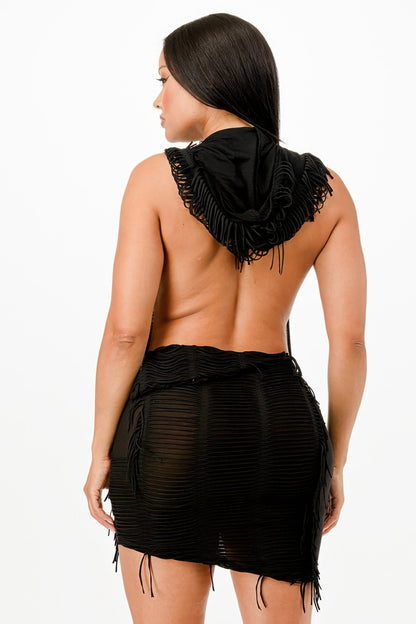 Hooded Bodycon Short Dress         