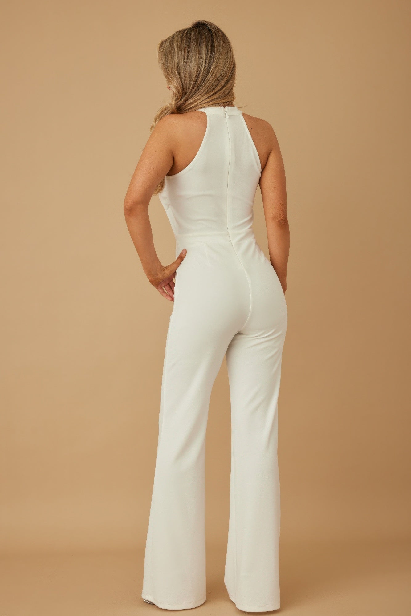 Halter Style Jumpsuit With Drag Chain       