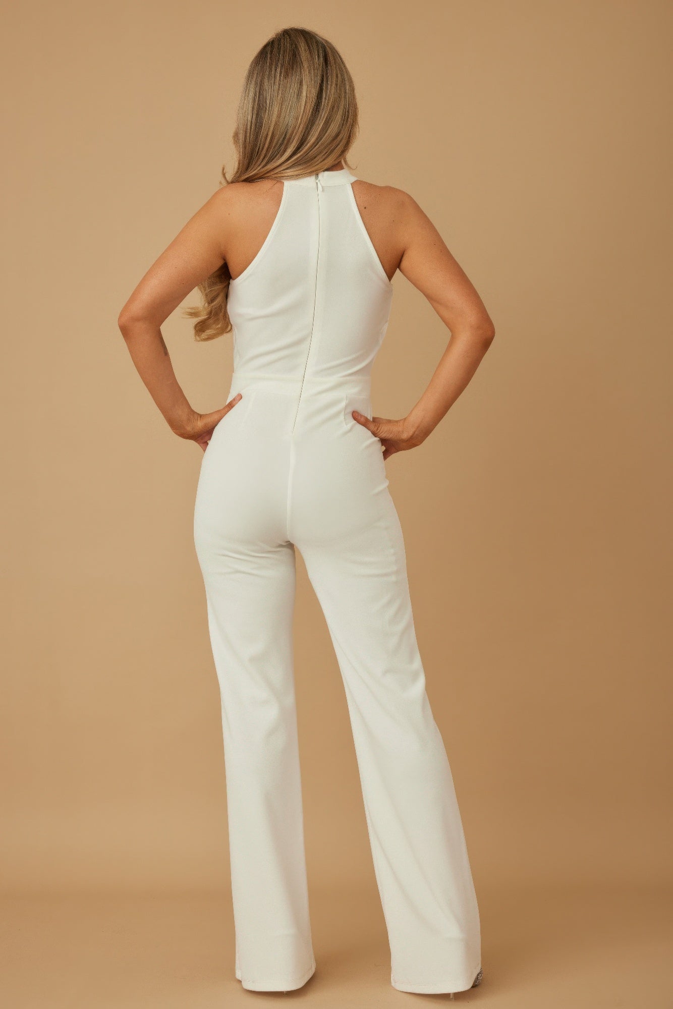 Halter Style Jumpsuit With Drag Chain       