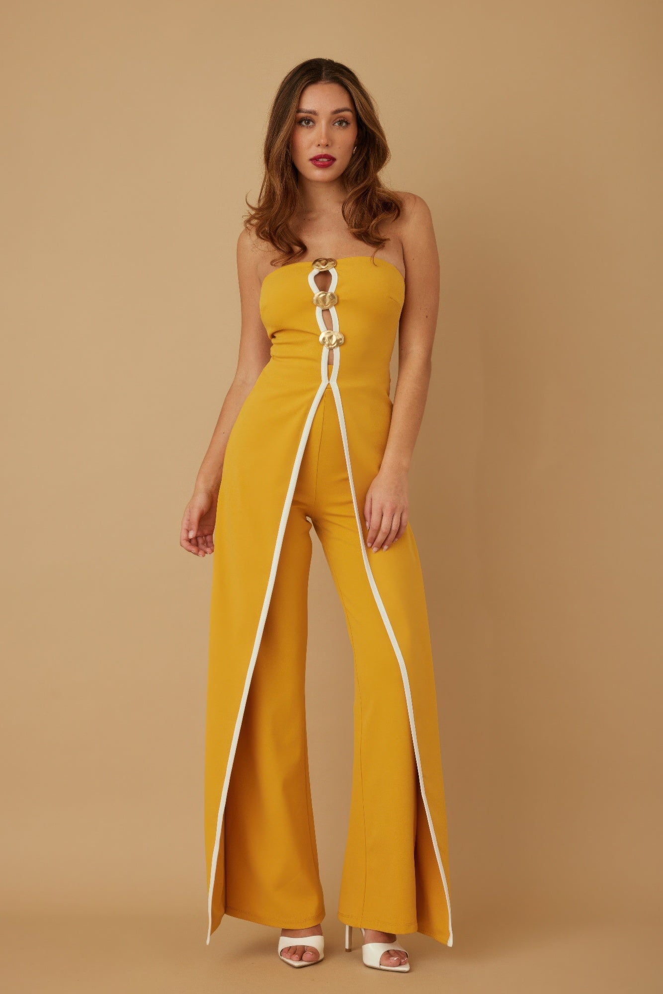 Double Flap Layer Strapless Jumpsuit          