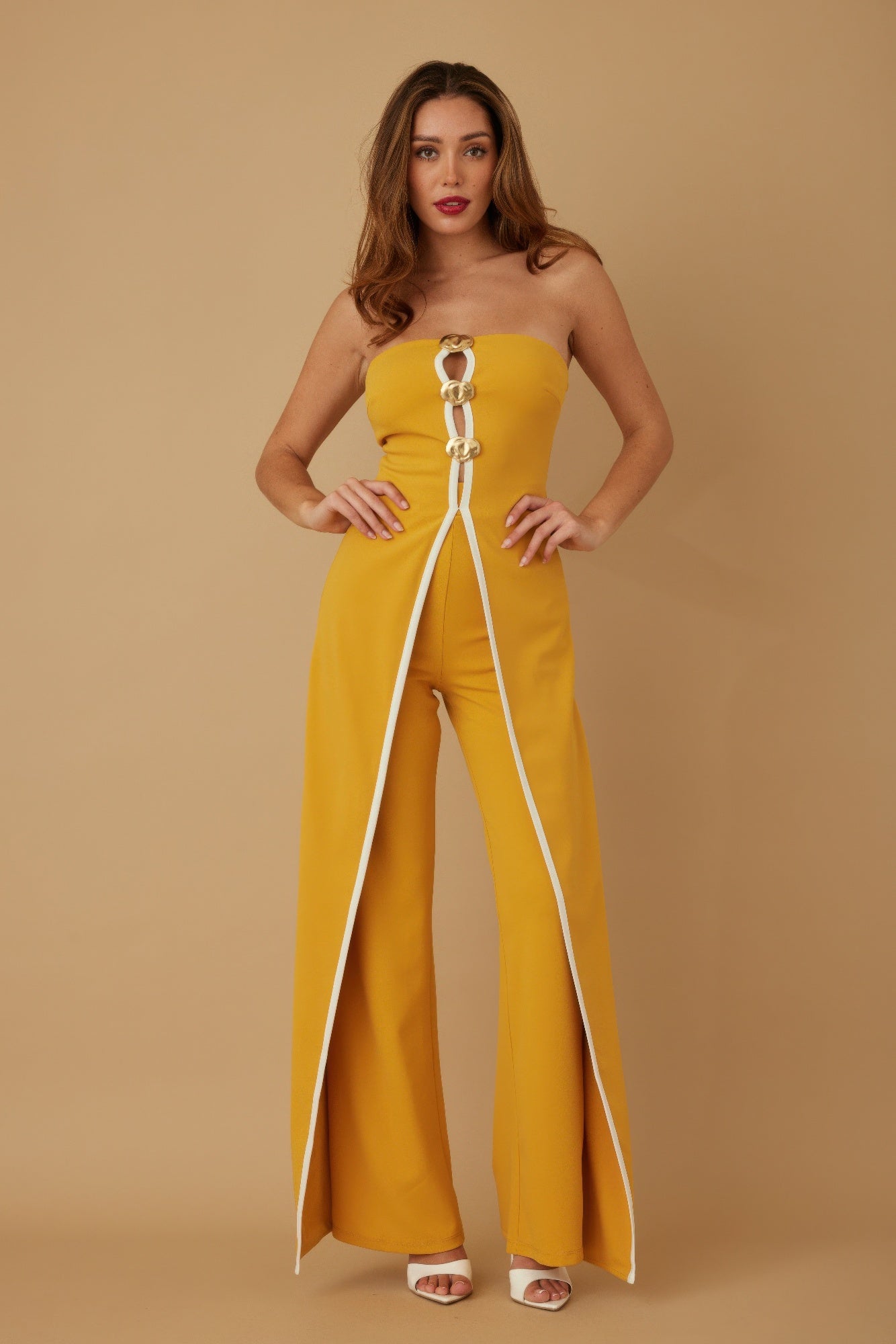 Double Flap Layer Strapless Jumpsuit          