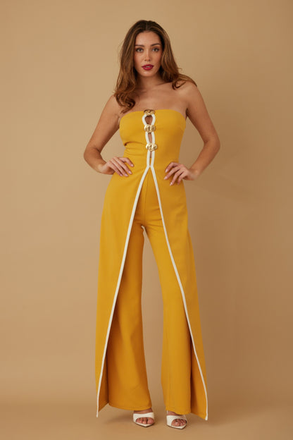 Double Flap Layer Strapless Jumpsuit          