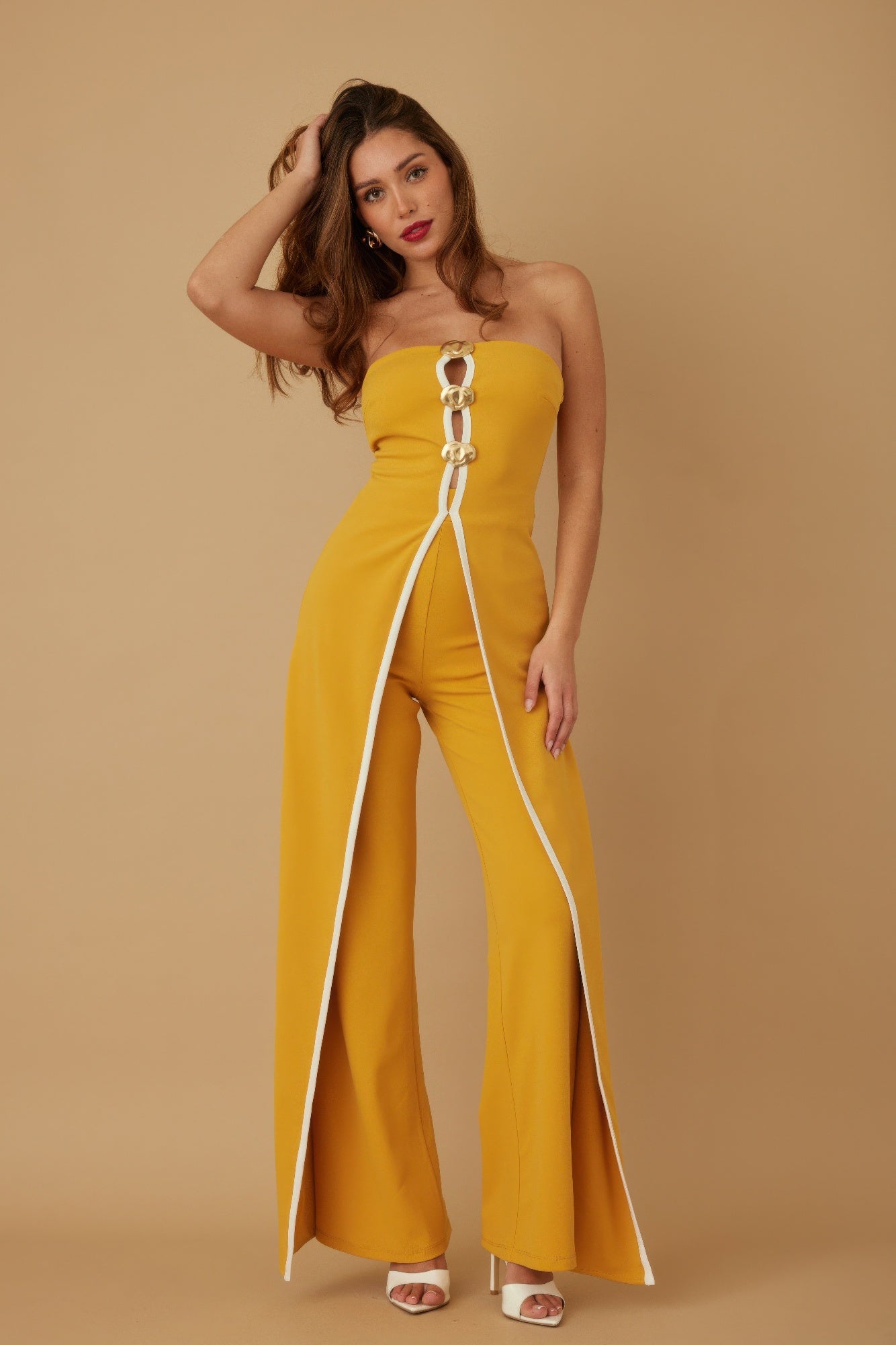Double Flap Layer Strapless Jumpsuit          