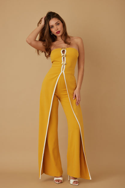 Double Flap Layer Strapless Jumpsuit          