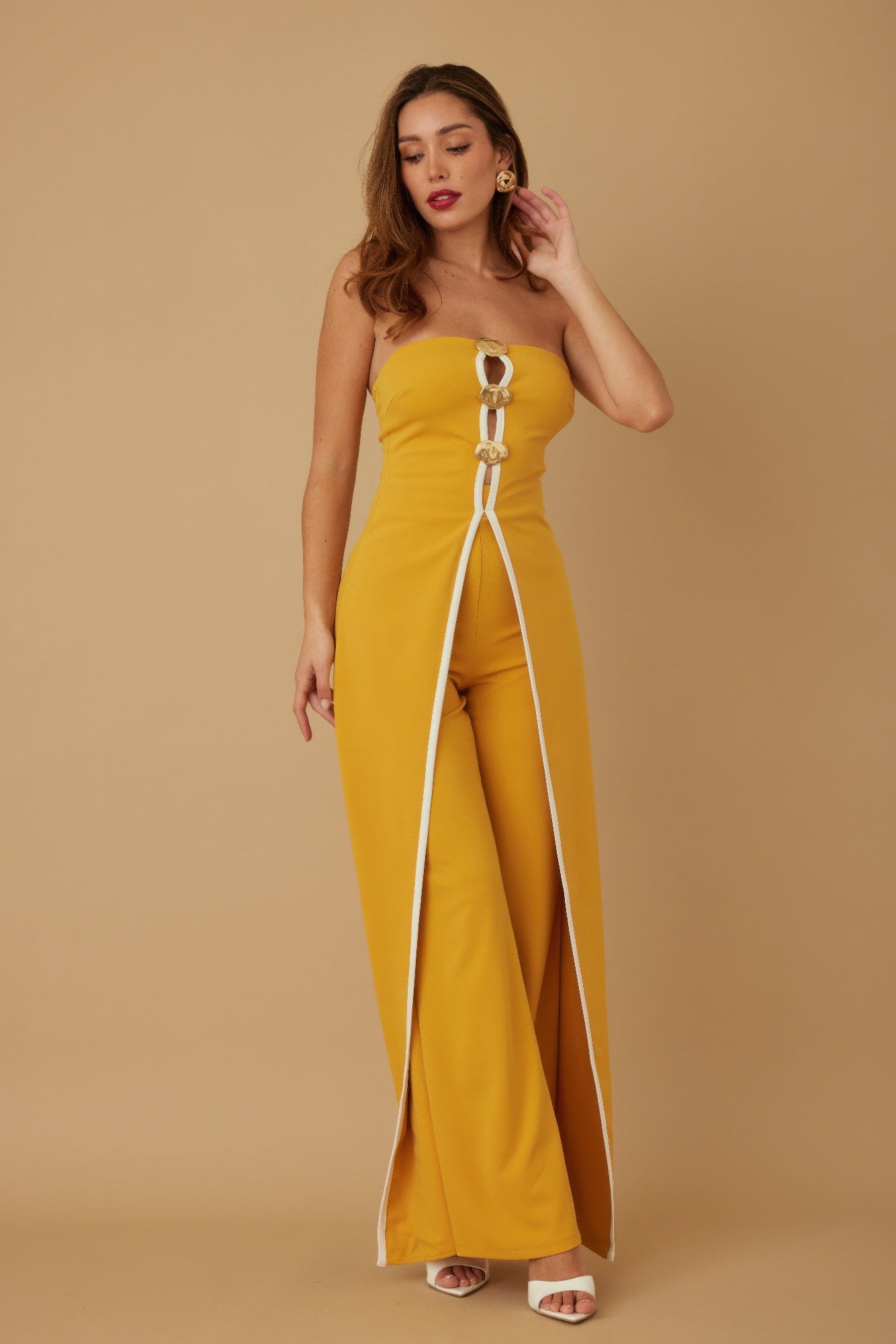 Double Flap Layer Strapless Jumpsuit          