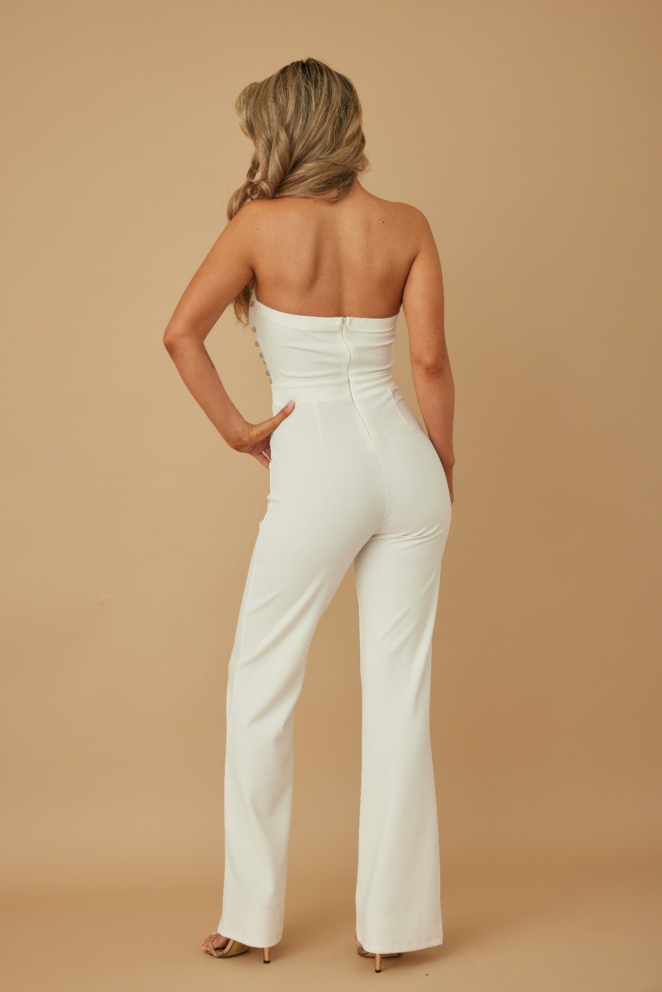 Petal Layer Flap With Rhinestones Jumpsuit           