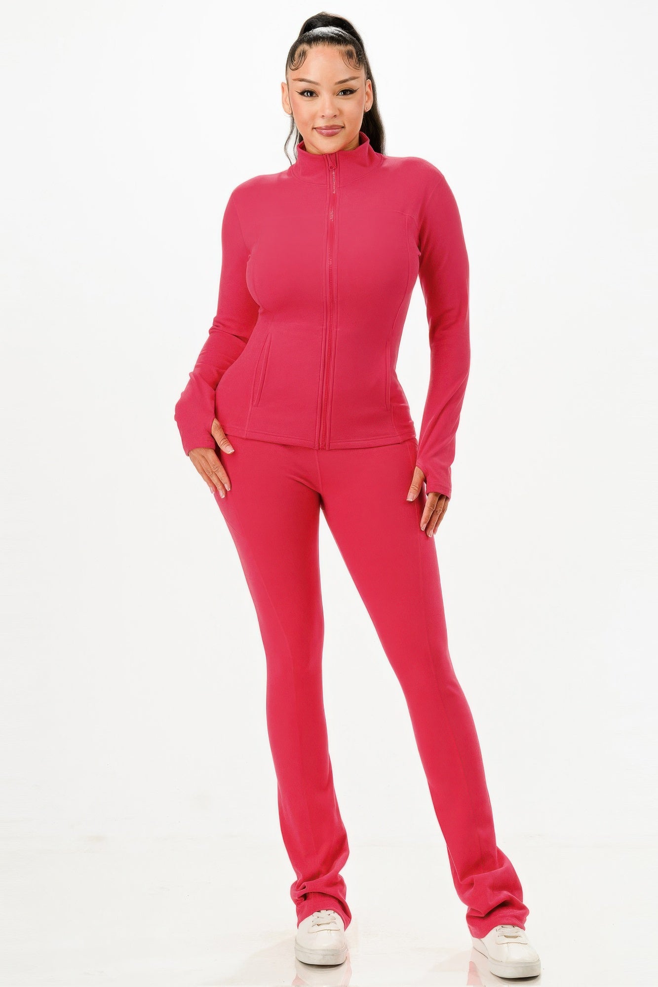 Thermal Active Wear Jacket With Flare Pants Set            