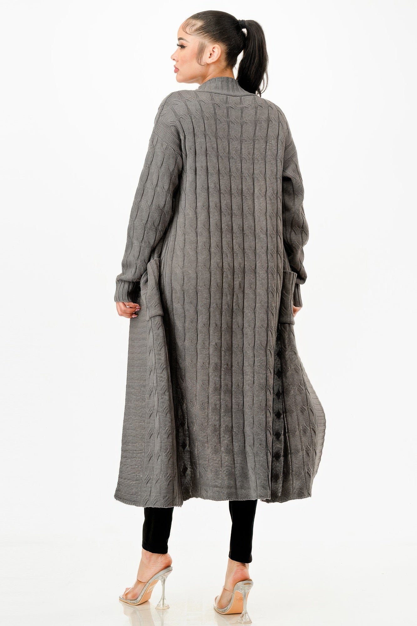 Cable Sweater Long Cardigan  