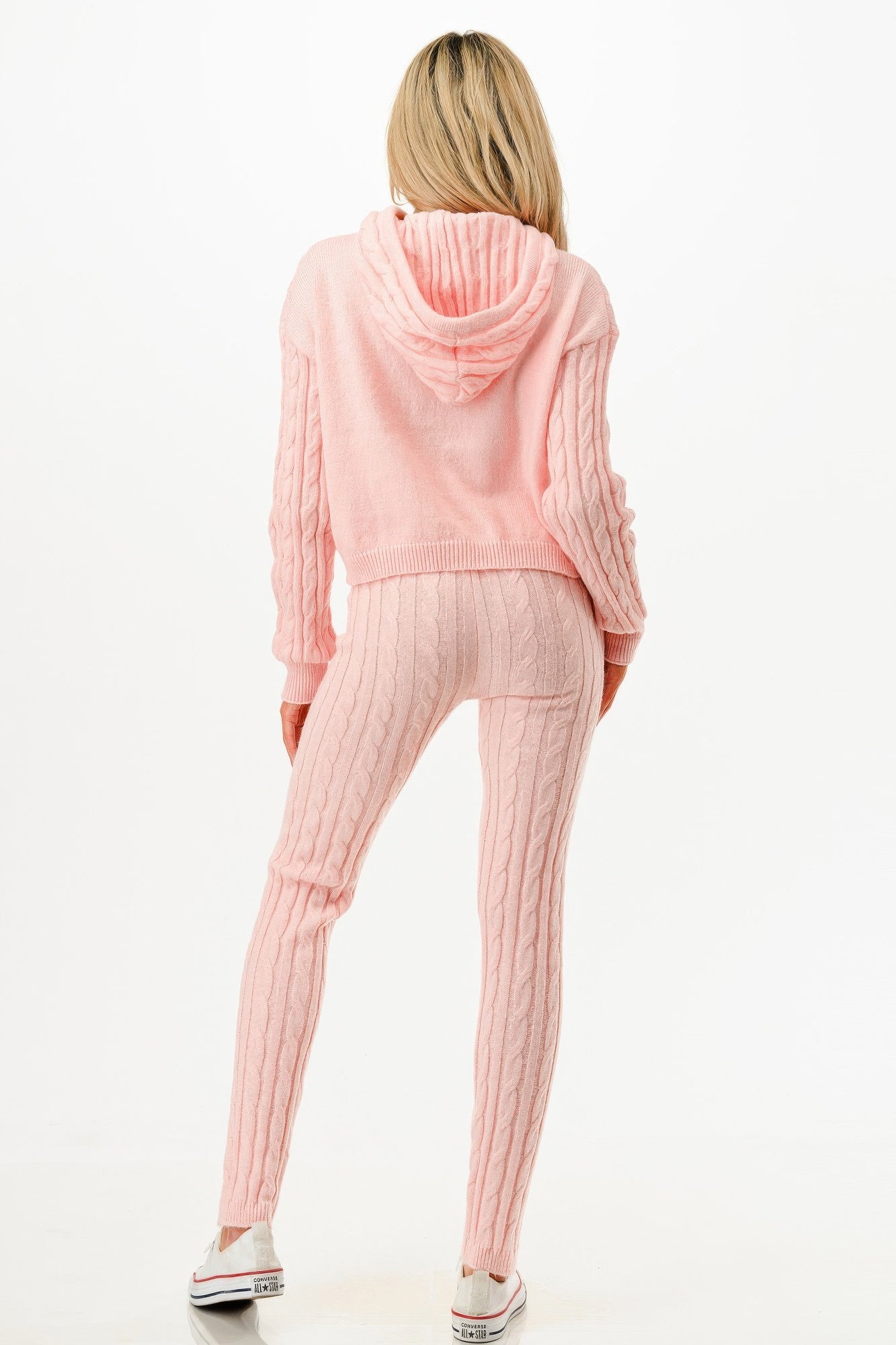 Cable Hoodie Sweater 2pcs Set    