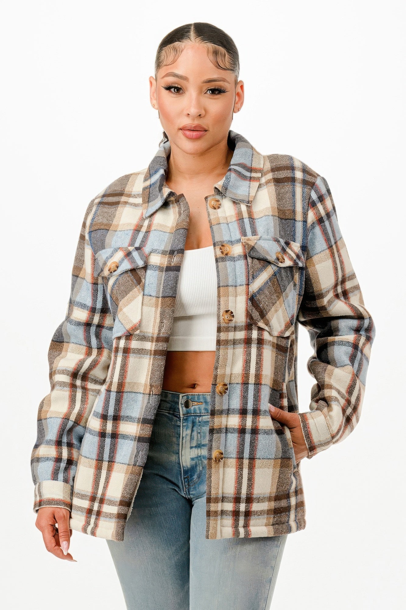 Sherpa Lined Flannel Warm Jacket         