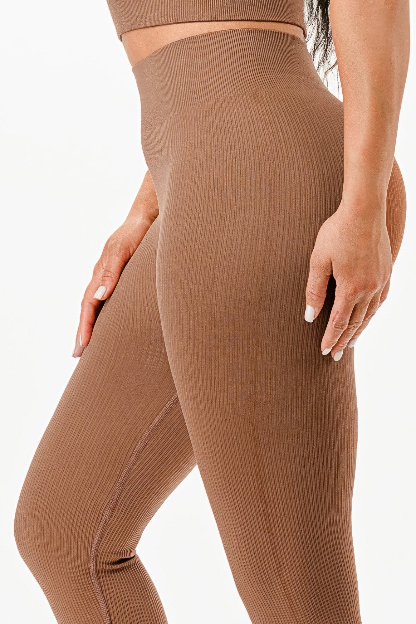 Ribbed Seamless T-shirt And Leggings Set            