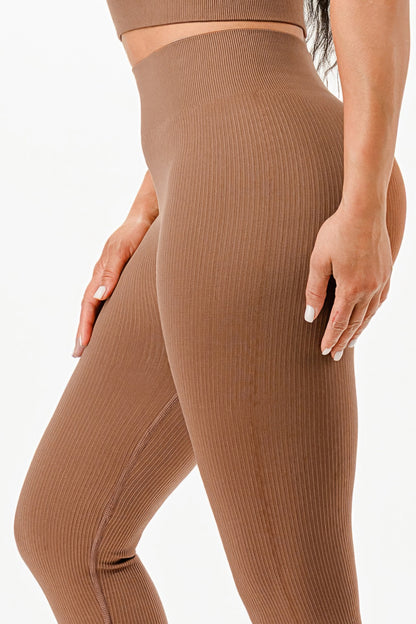 Ribbed Seamless T-shirt And Leggings Set            