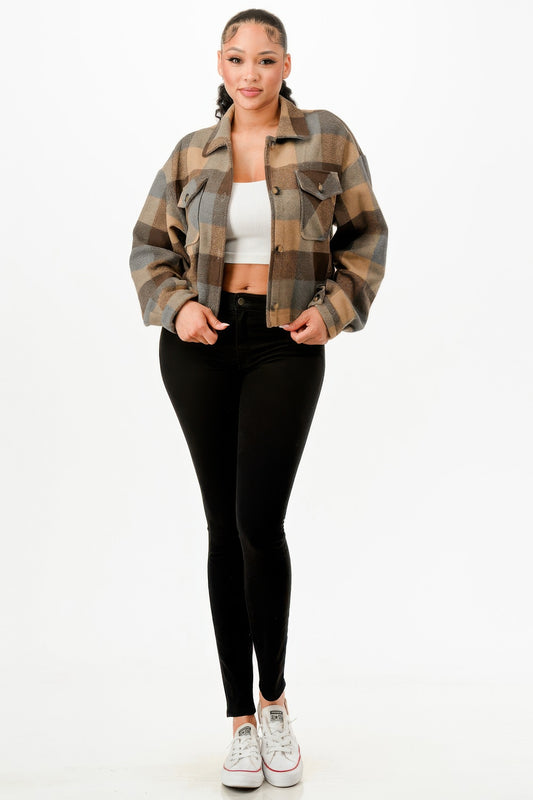 Cropped Flannel Jacket        