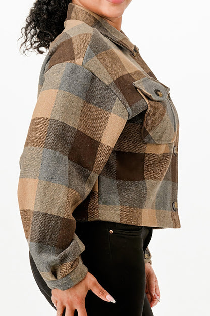 Cropped Flannel Jacket        