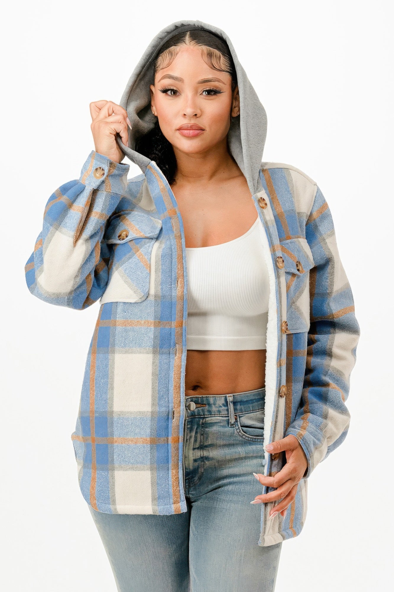 Hooded Plaid Jacket    