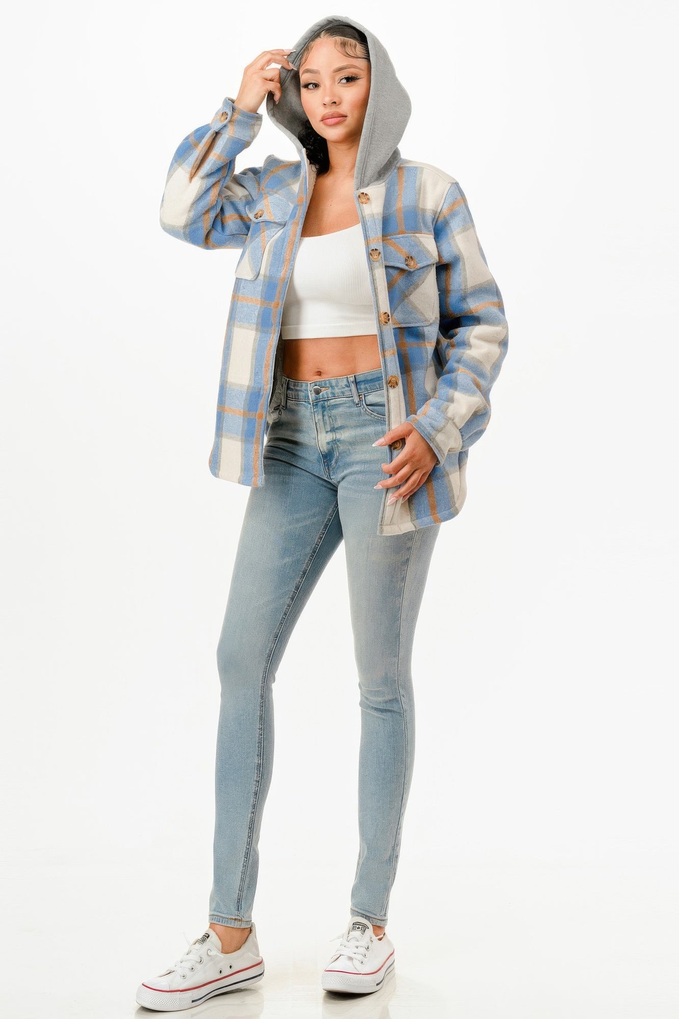 Hooded Plaid Jacket    