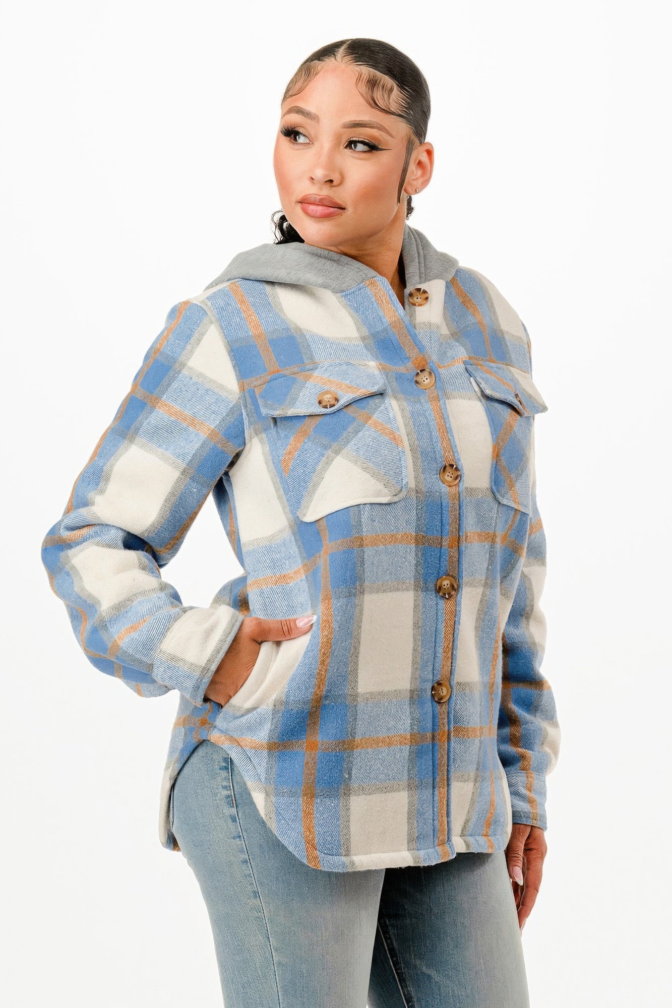 Hooded Plaid Jacket    