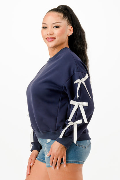 Casual Sweatshirts With Bow             