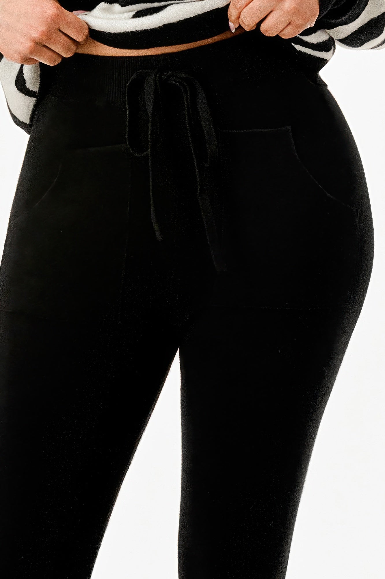 Pullover Collared V-neck Sweater Top And Pant Set            