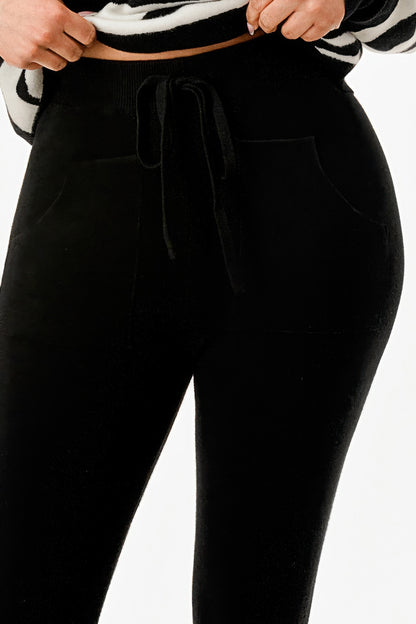 Pullover Collared V-neck Sweater Top And Pant Set            