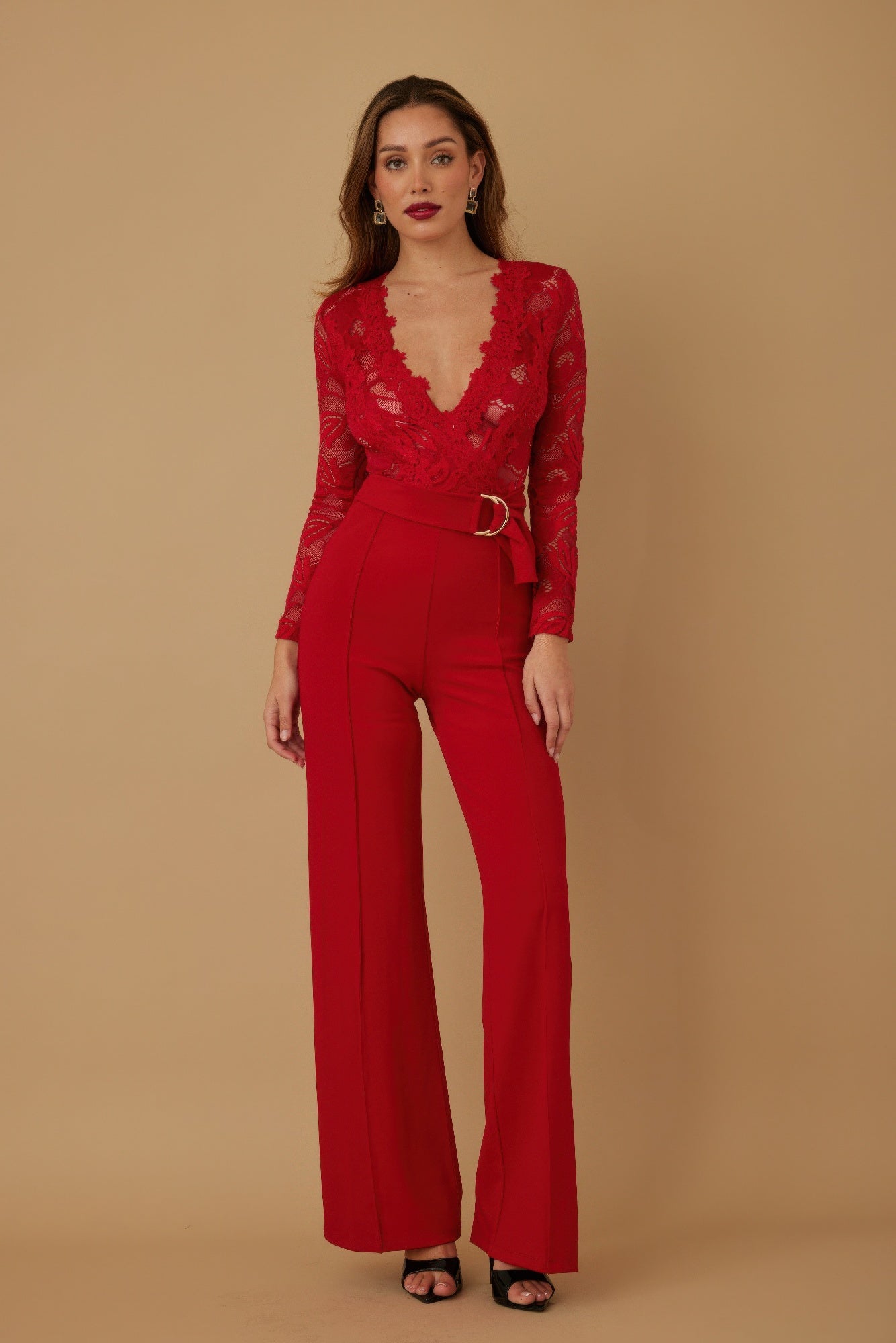 Lace Crochet Long Sleeve Jumpsuit