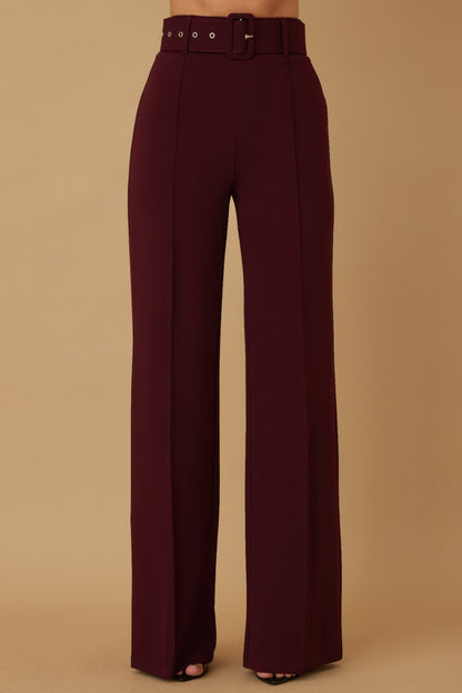 High Waist Pants With Buckle Belt