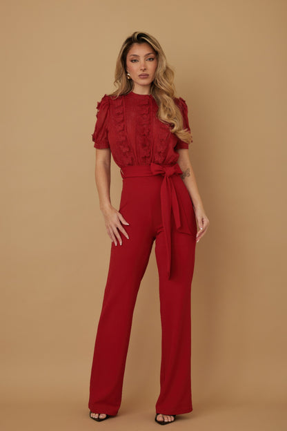 Multi Butterfly Sheer Pattern Jumpsuit