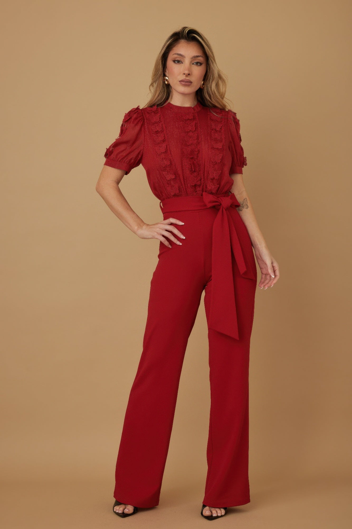 Multi Butterfly Sheer Pattern Jumpsuit