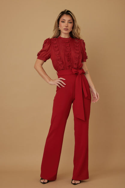 Multi Butterfly Sheer Pattern Jumpsuit