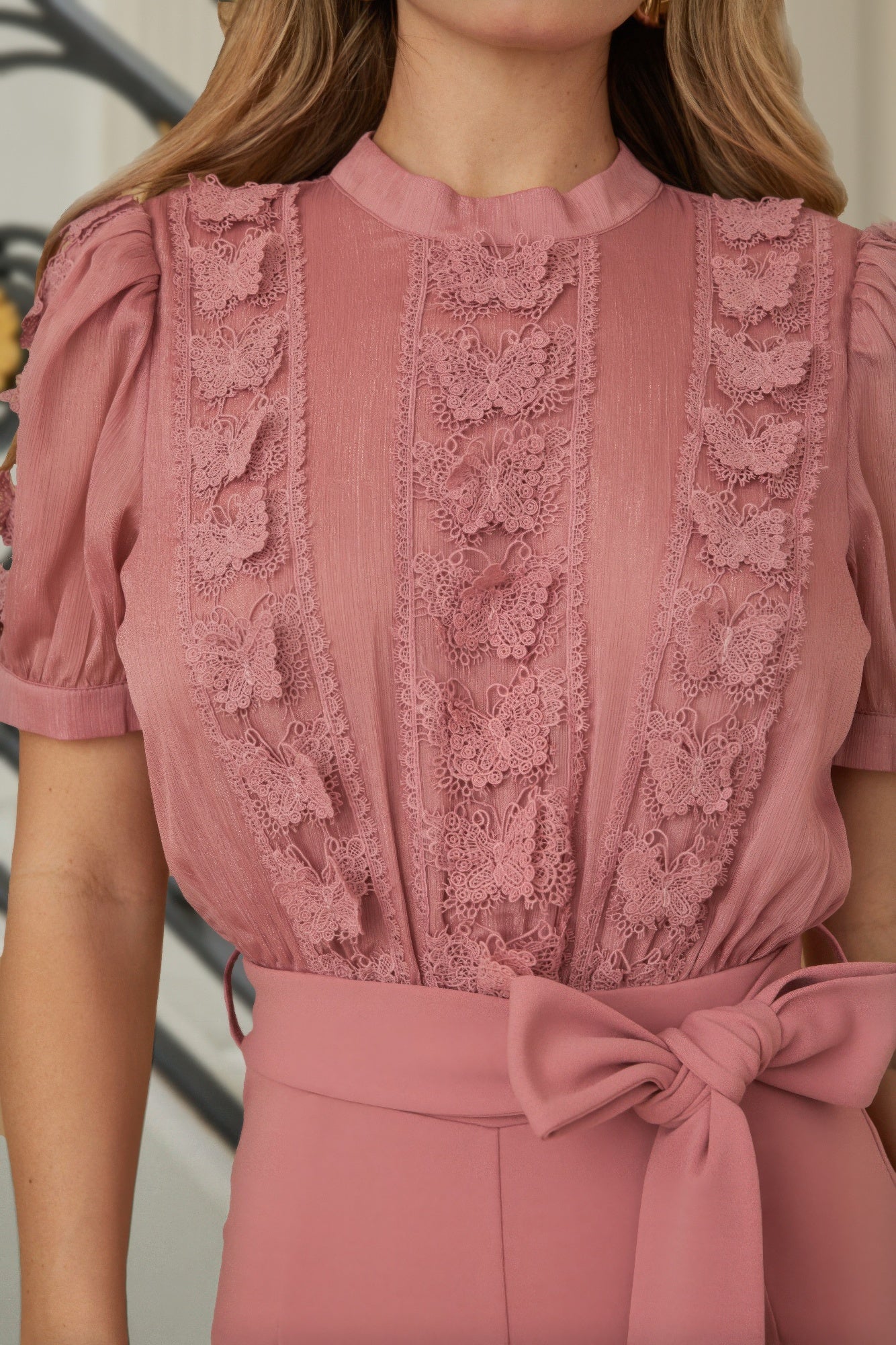 Multi Butterfly Sheer Pattern Jumpsuit