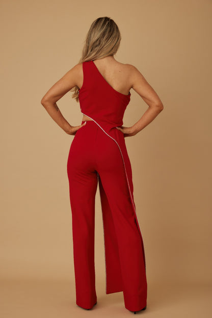 One Shoulder Strap Draped Layer W Rhinestone Sets