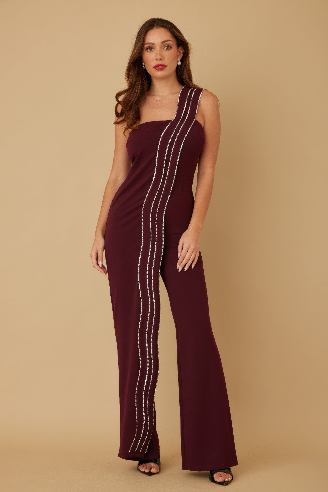 Flap Rhinestone Edge Jumpsuit