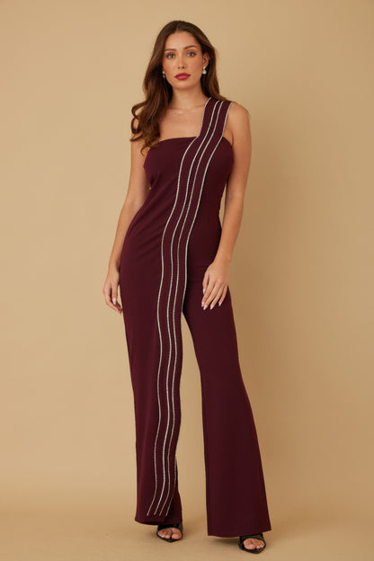 Flap Rhinestone Edge Jumpsuit