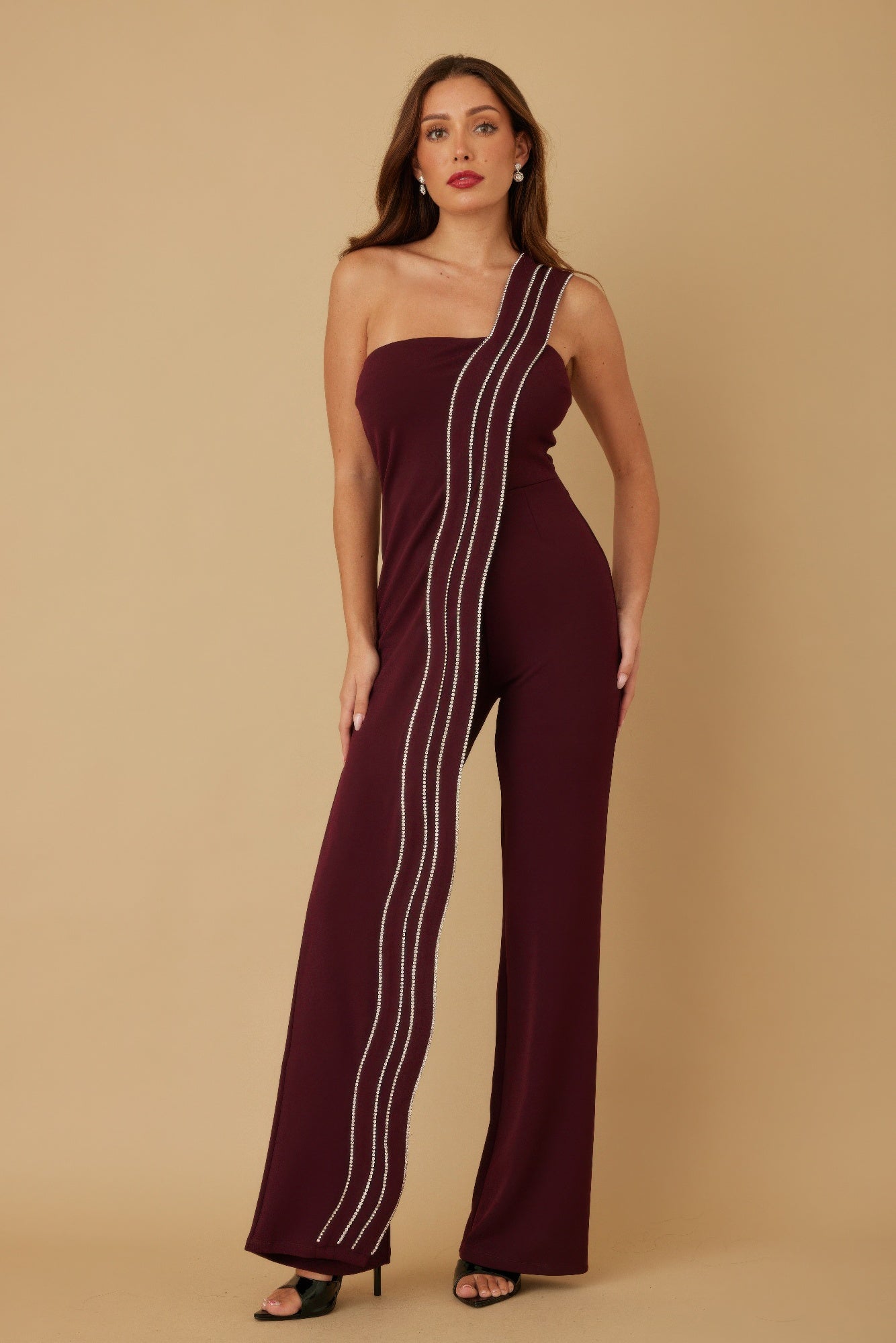 Flap Rhinestone Edge Jumpsuit