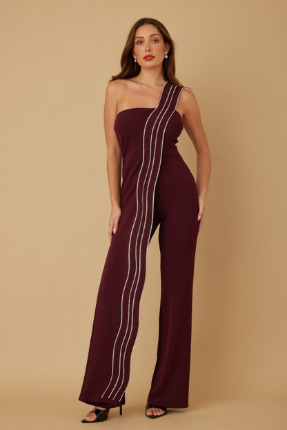 Flap Rhinestone Edge Jumpsuit