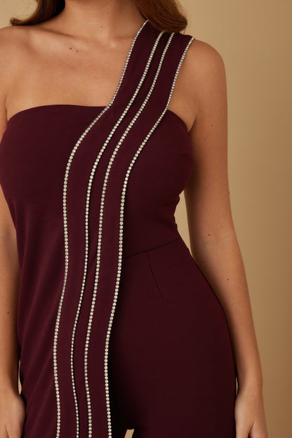 Flap Rhinestone Edge Jumpsuit