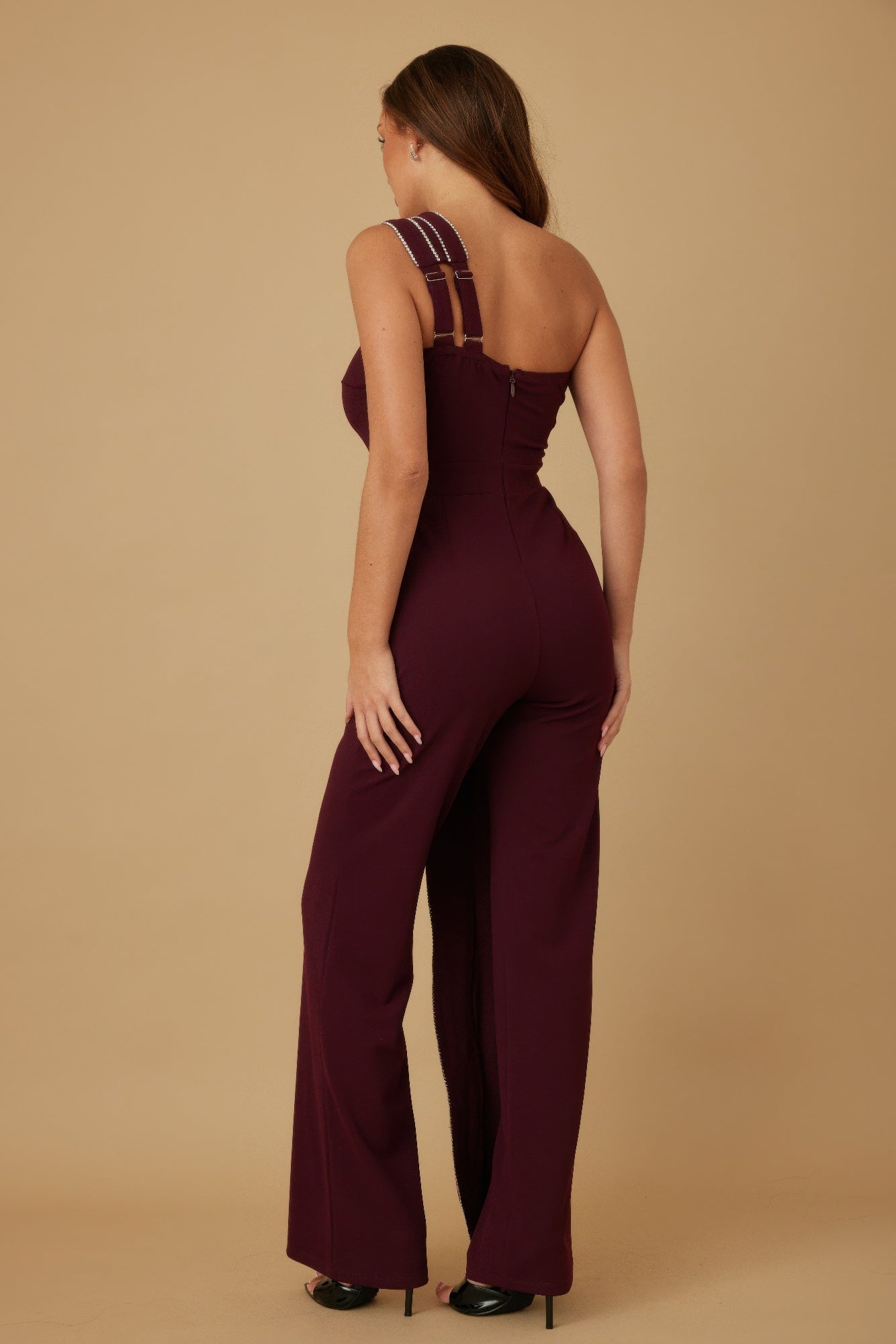 Flap Rhinestone Edge Jumpsuit